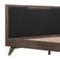 Astoria King Platform Bed Frame in Oak with Black Faux Leather  By Armen Living | Beds | Modishstore - 5