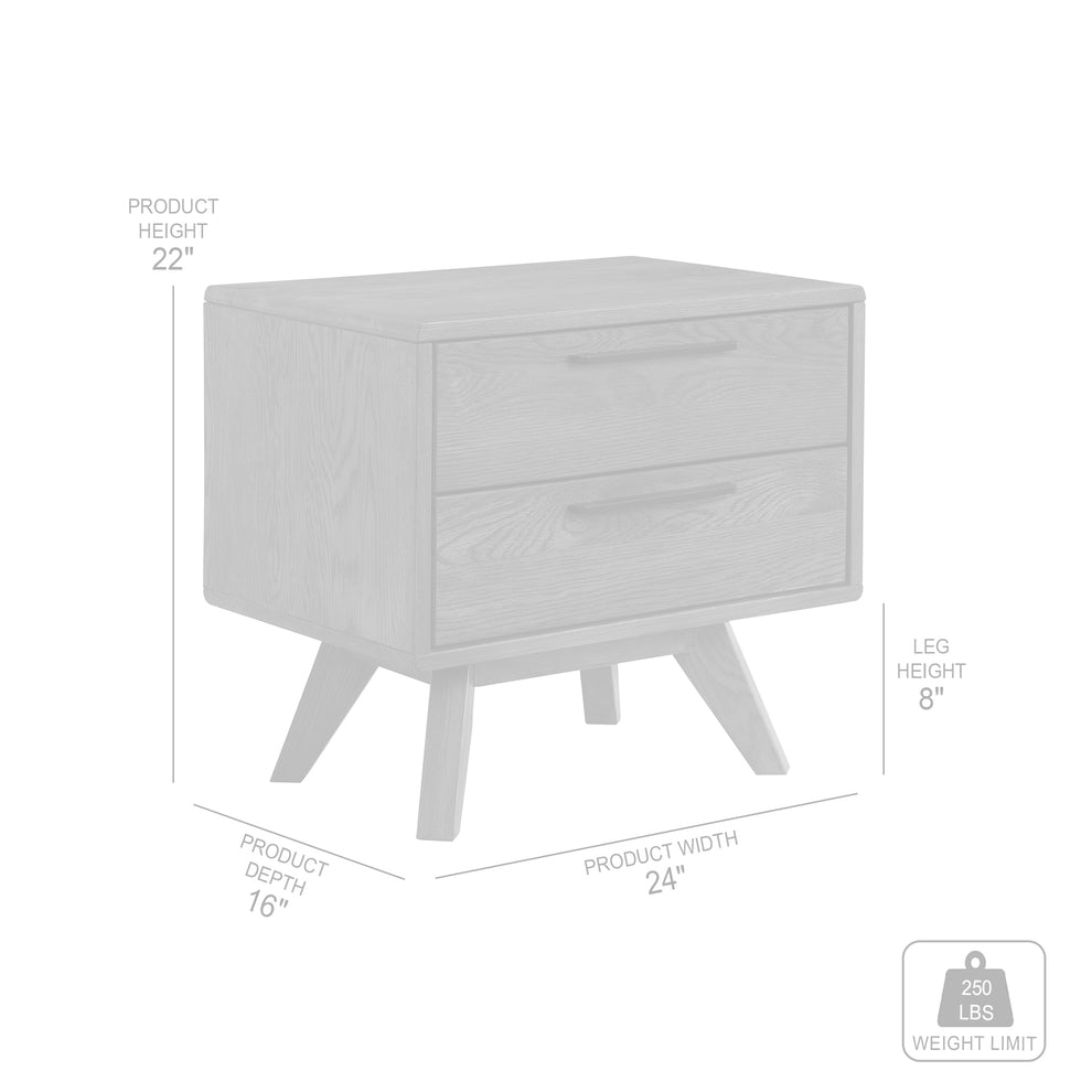 Astoria Oak 2 Drawer Nightstand By Armen Living | Nightstands | Modishstore - 10