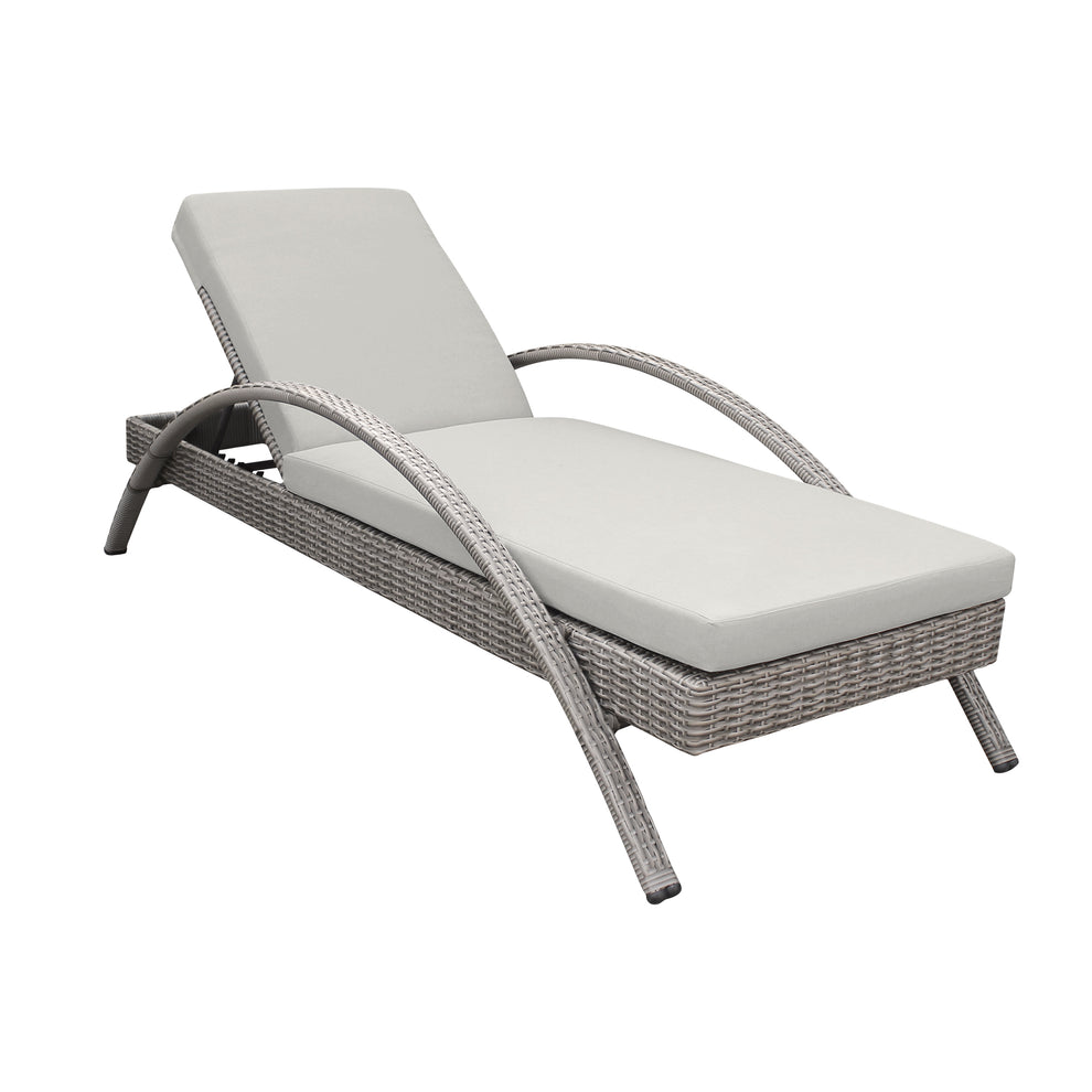 Aloha Adjustable Patio Outdoor Chaise Lounge Chair in Grey Wicker and Cushions By Armen Living | Outdoor Chaise Lounges | Modishstore - 2