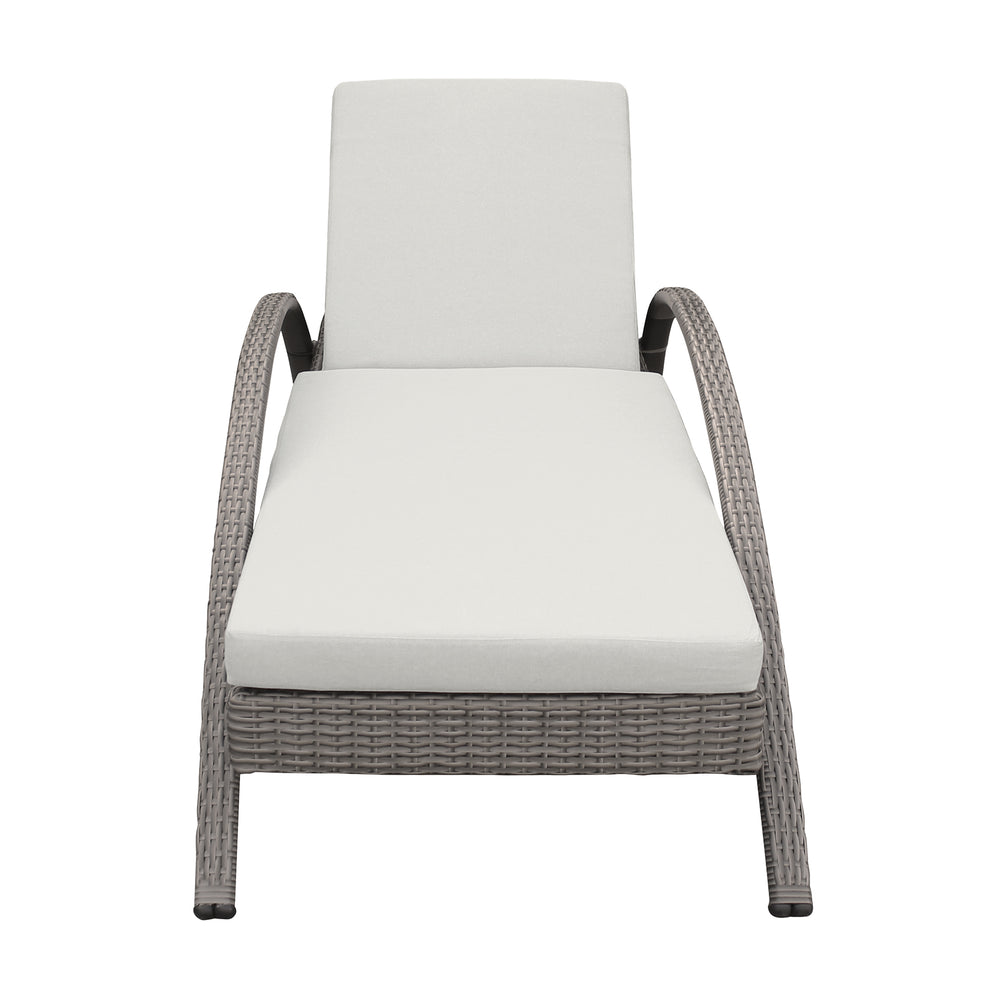 Aloha Adjustable Patio Outdoor Chaise Lounge Chair in Grey Wicker and Cushions By Armen Living | Outdoor Chaise Lounges | Modishstore - 3