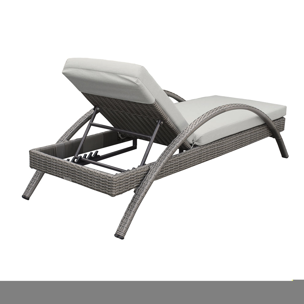 Aloha Adjustable Patio Outdoor Chaise Lounge Chair in Grey Wicker and Cushions By Armen Living | Outdoor Chaise Lounges | Modishstore - 5