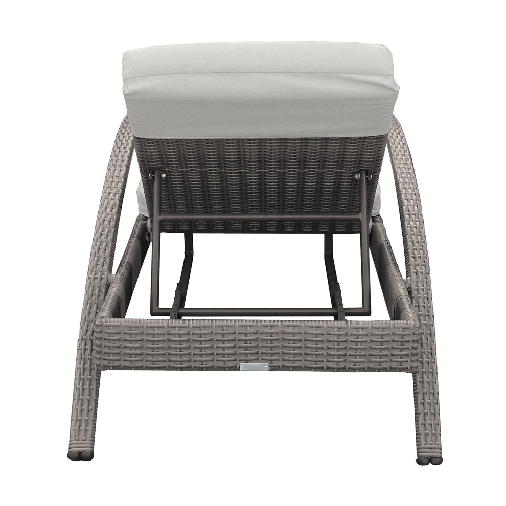 Aloha Adjustable Patio Outdoor Chaise Lounge Chair in Grey Wicker and Cushions By Armen Living | Outdoor Chaise Lounges | Modishstore - 6