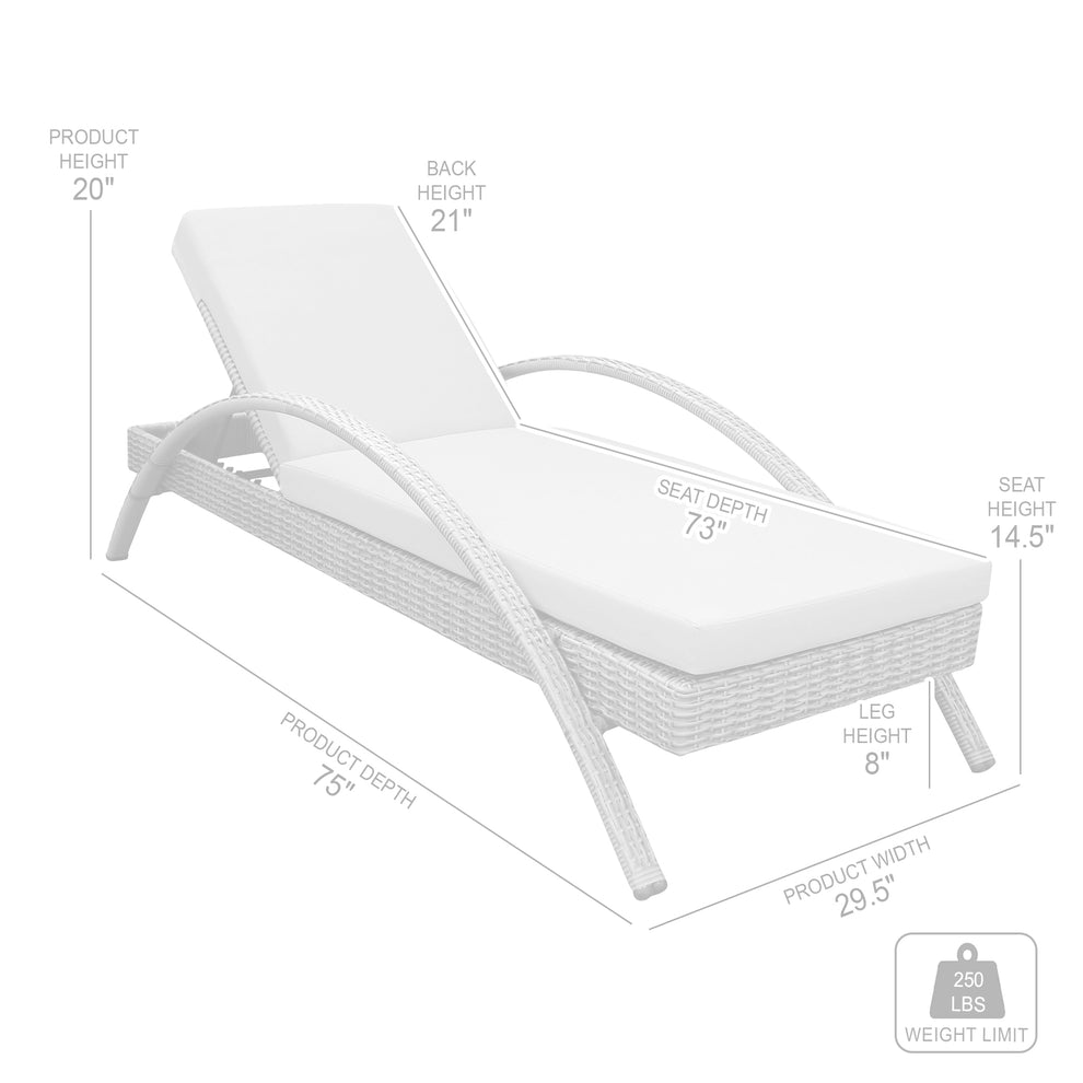 Aloha Adjustable Patio Outdoor Chaise Lounge Chair in Grey Wicker and Cushions By Armen Living | Outdoor Chaise Lounges | Modishstore - 9