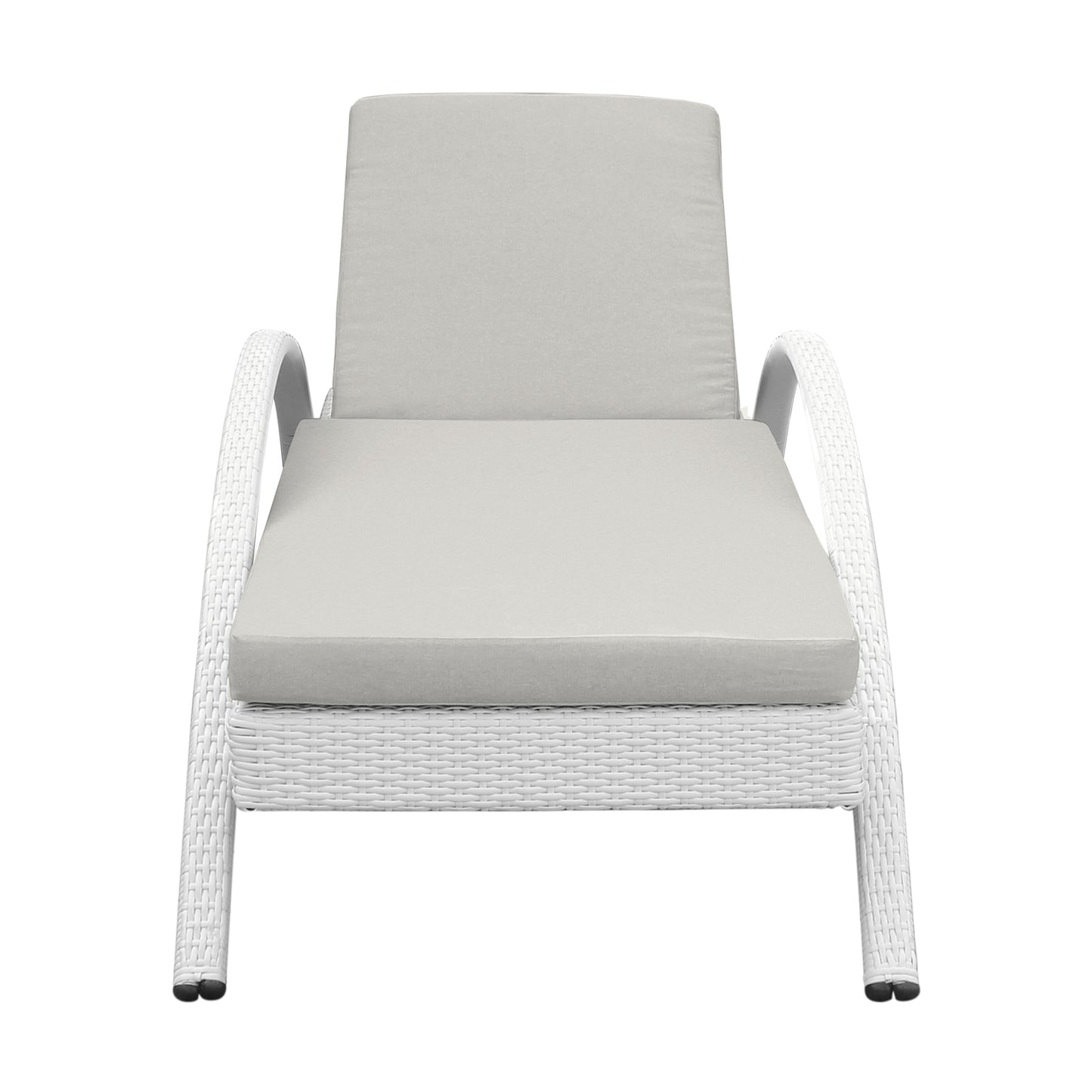 Aloha Adjustable Patio Outdoor Chaise Lounge Chair in White Wicker and Grey Cushions By Armen Living | Outdoor Chaise Lounges | Modishstore - 3