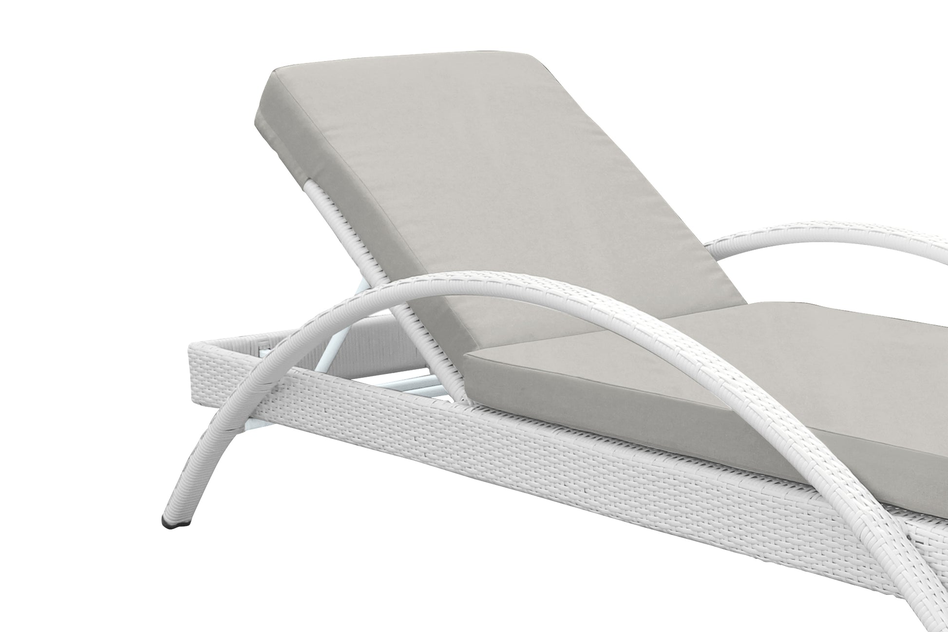 Aloha Adjustable Patio Outdoor Chaise Lounge Chair in White Wicker and Grey Cushions By Armen Living | Outdoor Chaise Lounges | Modishstore - 7