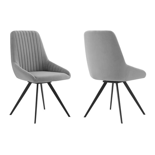 Alison Swivel Gray Velvet and Metal Dining Room Chairs - Set of 2 By Armen Living | Dining Chairs | Modishstore