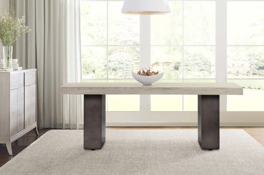 Abbey Concrete and Grey Oak Wood Dining Table By Armen Living | Dining Tables | Modishstore