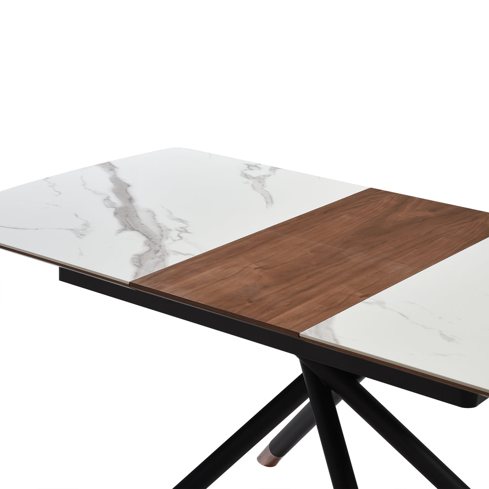Alora Extendable Dining Table with Light Gray Ceramic and Wood Top and Metal Legs By Armen Living | Dining Tables | Modishstore - 10