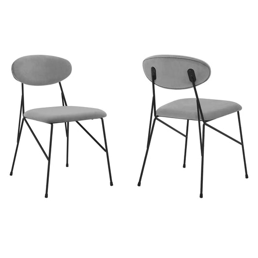 Alice Gray Velvet and Metal Dining Room Chairs - Set of 2 By Armen Living | Dining Chairs | Modishstore