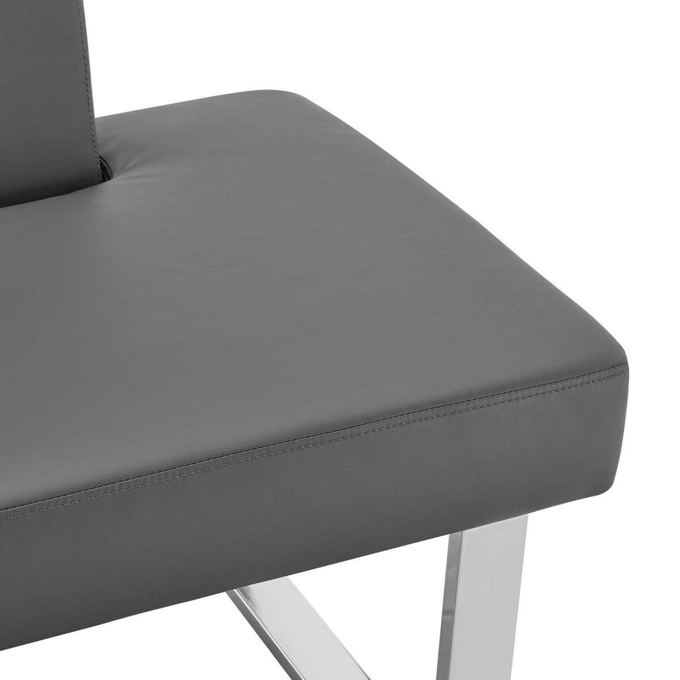 Amanda Contemporary Nook Corner Dining Bench in Gray Faux Leather and Chrome Finish By Armen Living | Sofas |  Modishstore  - 5