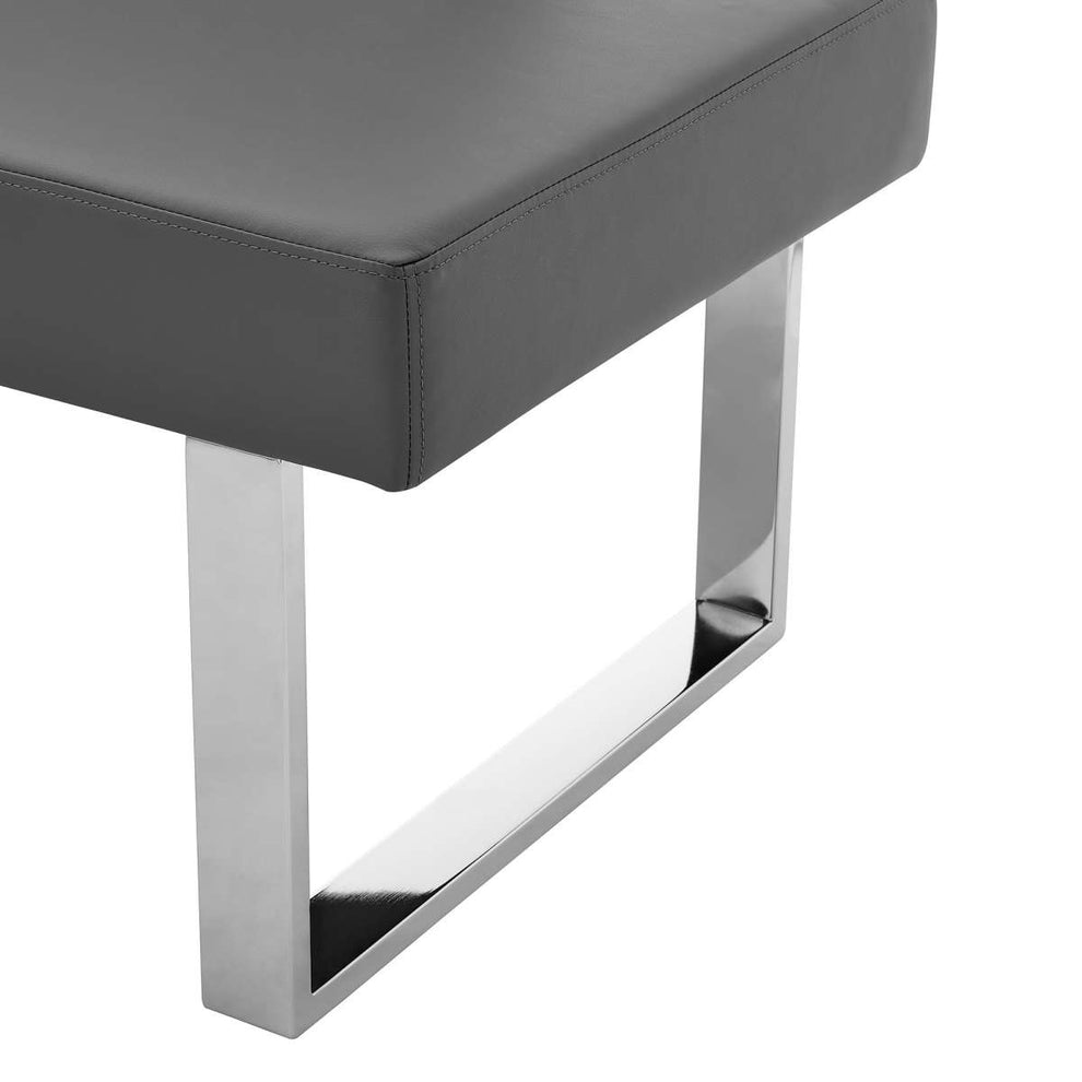 Amanda Contemporary Nook Corner Dining Bench in Gray Faux Leather and Chrome Finish By Armen Living | Sofas |  Modishstore  - 6