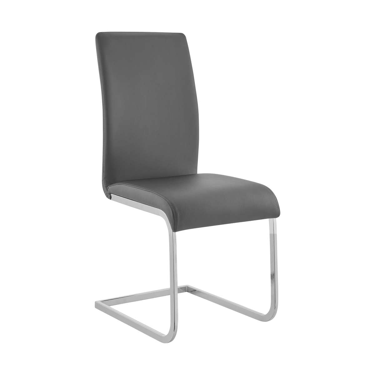 Amanda Contemporary Side Chair in Gray Faux Leather and Chrome Finish - Set of 2 By Armen Living | Dining Chairs | Modishstore - 2