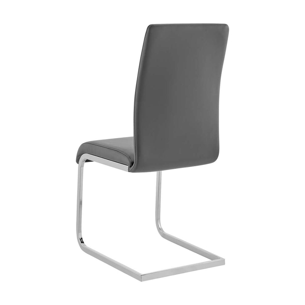 Amanda Contemporary Side Chair in Gray Faux Leather and Chrome Finish - Set of 2 By Armen Living | Dining Chairs | Modishstore - 3