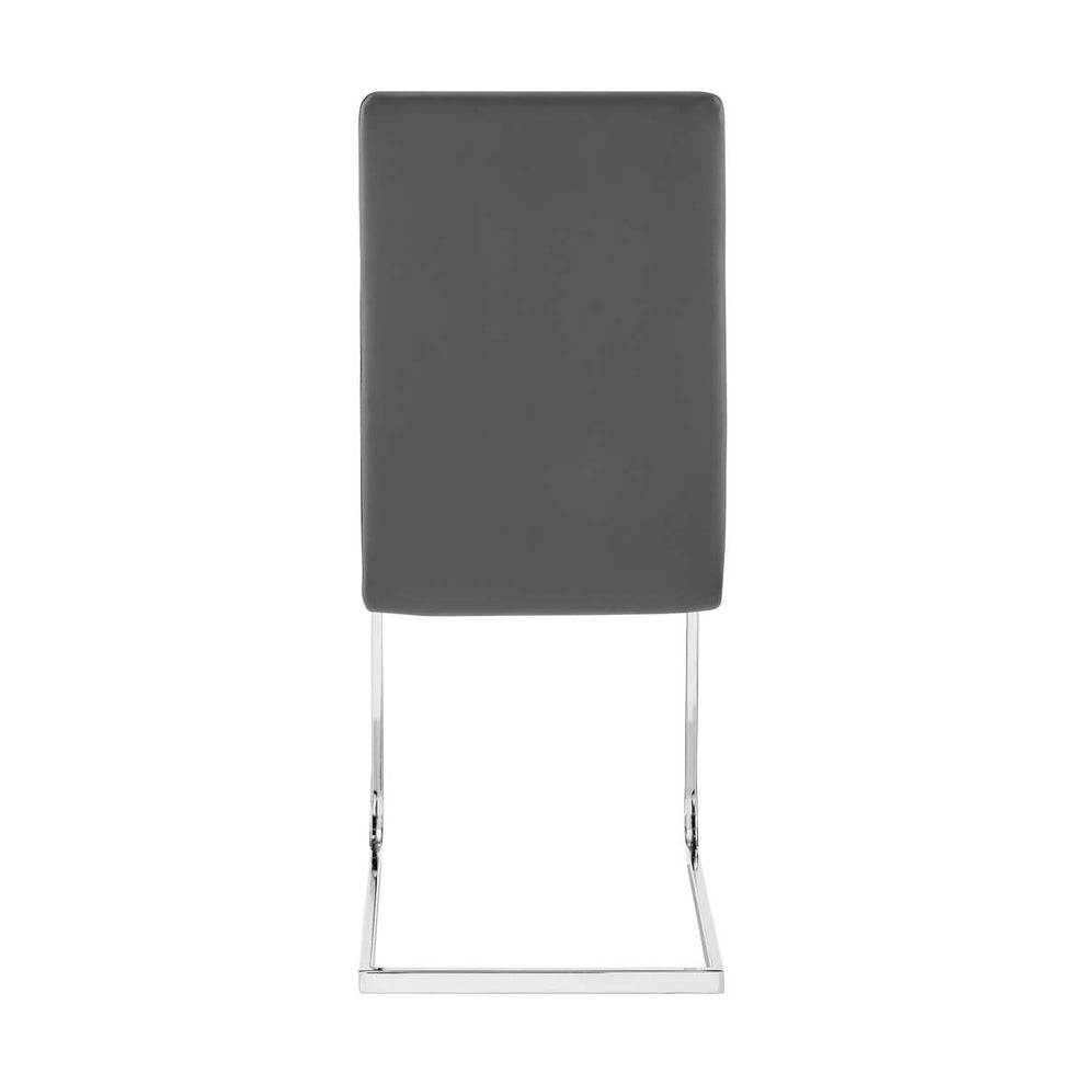 Amanda Contemporary Side Chair in Gray Faux Leather and Chrome Finish - Set of 2 By Armen Living | Dining Chairs | Modishstore - 4