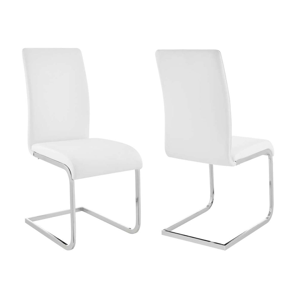 Amanda Contemporary Side Chair in Gray Faux Leather and Chrome Finish - Set of 2 By Armen Living | Dining Chairs | Modishstore - 7