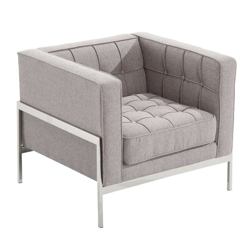 Andre Contemporary Chair In Gray Tweed and Stainless Steel By Armen Living | Sofas |  Modishstore  - 2