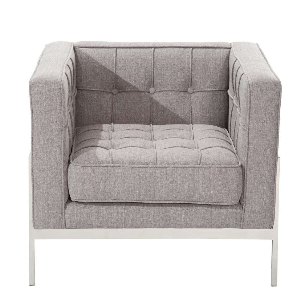 Andre Contemporary Chair In Gray Tweed and Stainless Steel By Armen Living | Sofas |  Modishstore  - 3