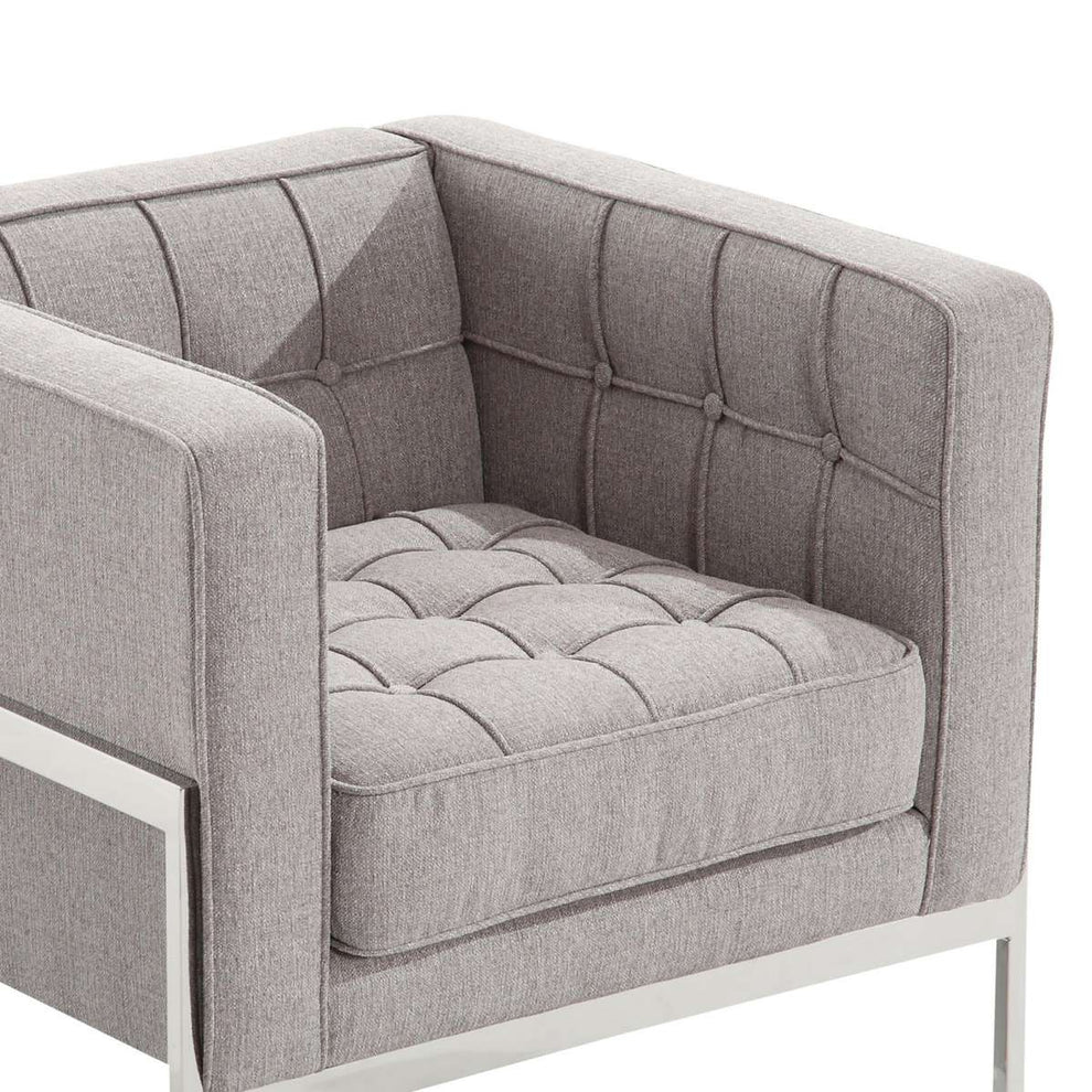Andre Contemporary Chair In Gray Tweed and Stainless Steel By Armen Living | Sofas |  Modishstore  - 4