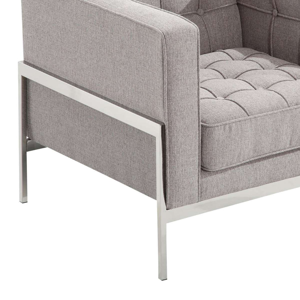 Andre Contemporary Chair In Gray Tweed and Stainless Steel By Armen Living | Sofas |  Modishstore  - 5