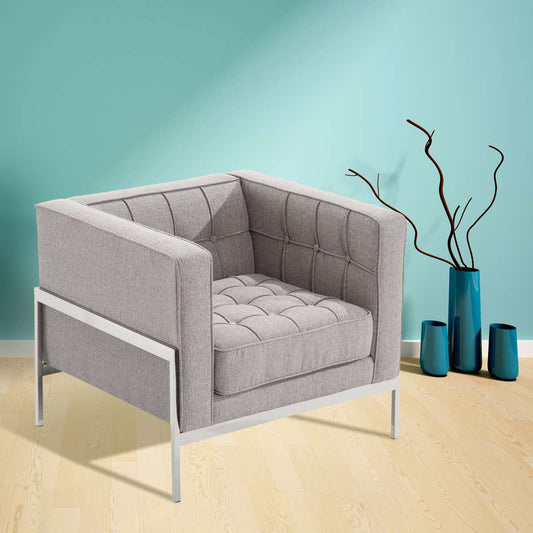 Andre Contemporary Chair In Gray Tweed and Stainless Steel By Armen Living | Sofas |  Modishstore 