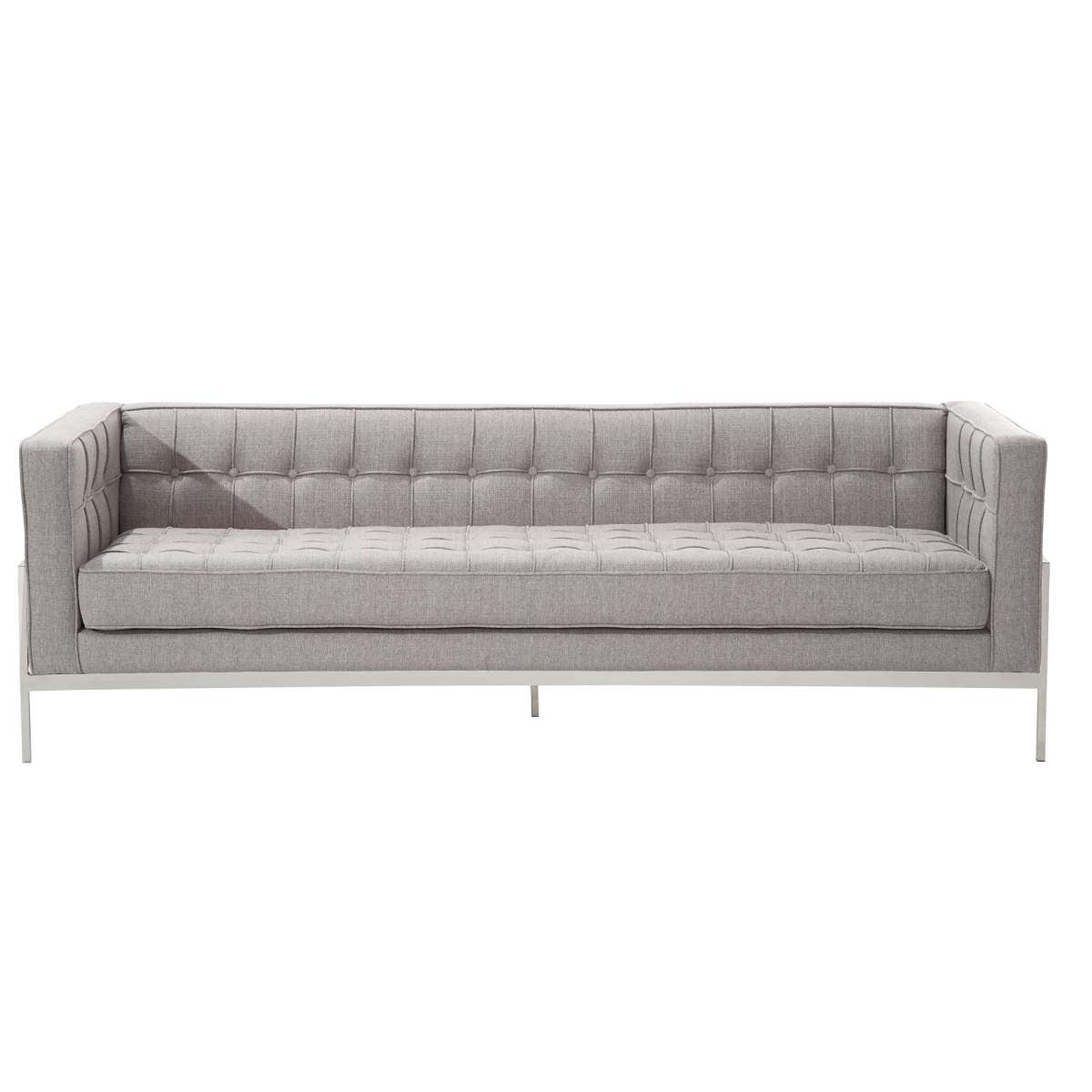 Andre Contemporary Sofa In Gray Tweed and Stainless Steel By Armen Living | Sofas |  Modishstore  - 2