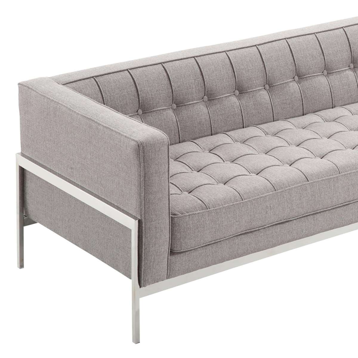 Andre Contemporary Sofa In Gray Tweed and Stainless Steel By Armen Living | Sofas |  Modishstore  - 3