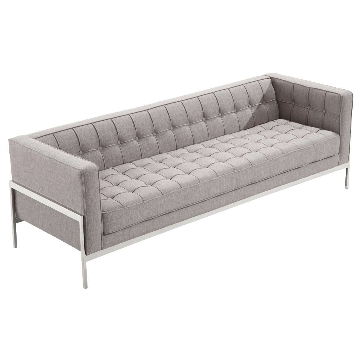 Andre Contemporary Sofa In Gray Tweed and Stainless Steel By Armen Living | Sofas |  Modishstore  - 4