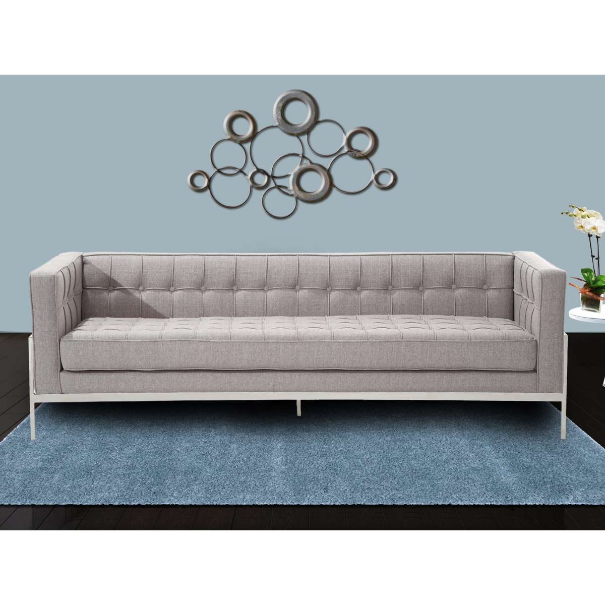 Andre Contemporary Sofa In Gray Tweed and Stainless Steel By Armen Living | Sofas |  Modishstore 
