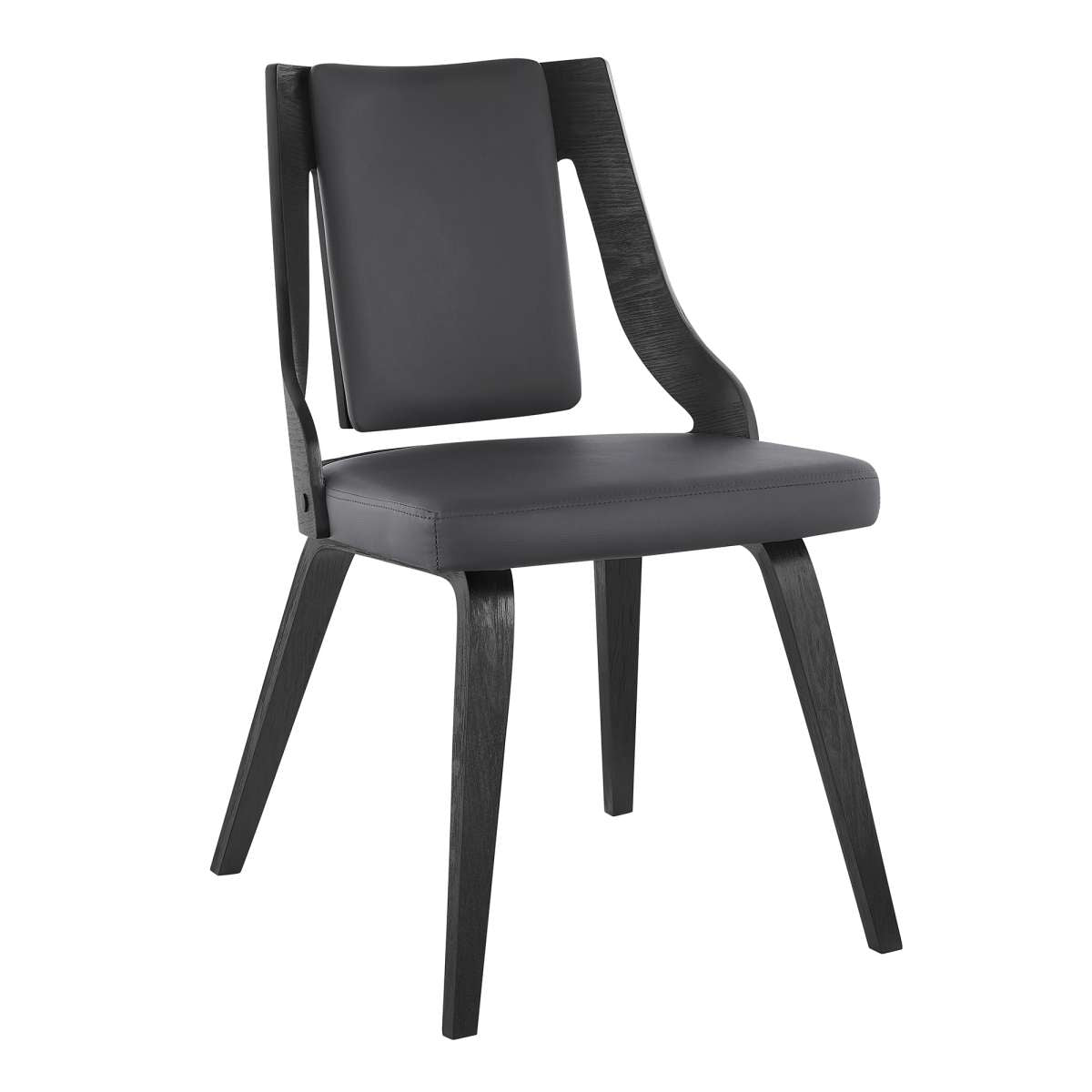 Aniston Gray Faux Leather and Black Wood Dining Chairs - Set of 2 By Armen Living | Dining Chairs | Modishstore - 2