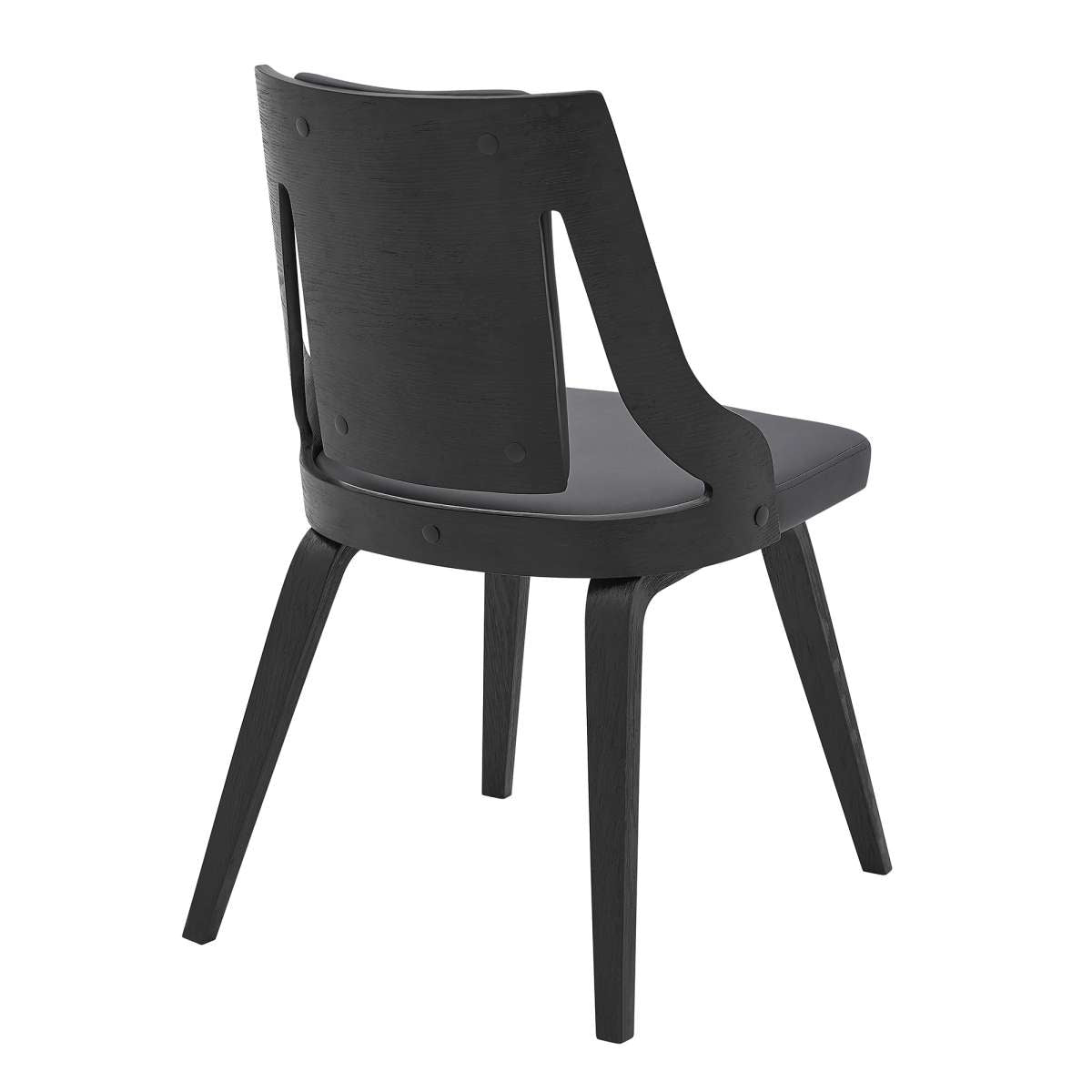 Aniston Gray Faux Leather and Black Wood Dining Chairs - Set of 2 By Armen Living | Dining Chairs | Modishstore - 3