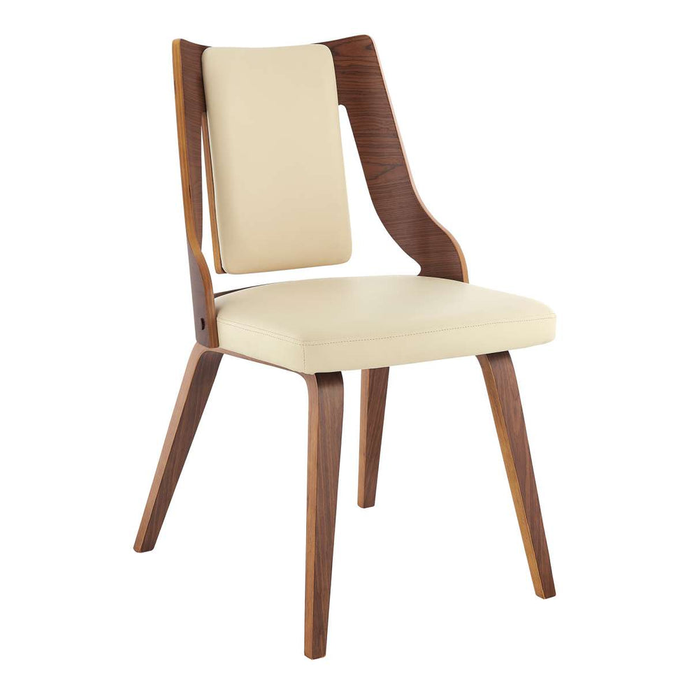 Aniston Cream Faux Leather and Walnut Wood Dining Chairs - Set of 2 By Armen Living | Dining Chairs | Modishstore - 2