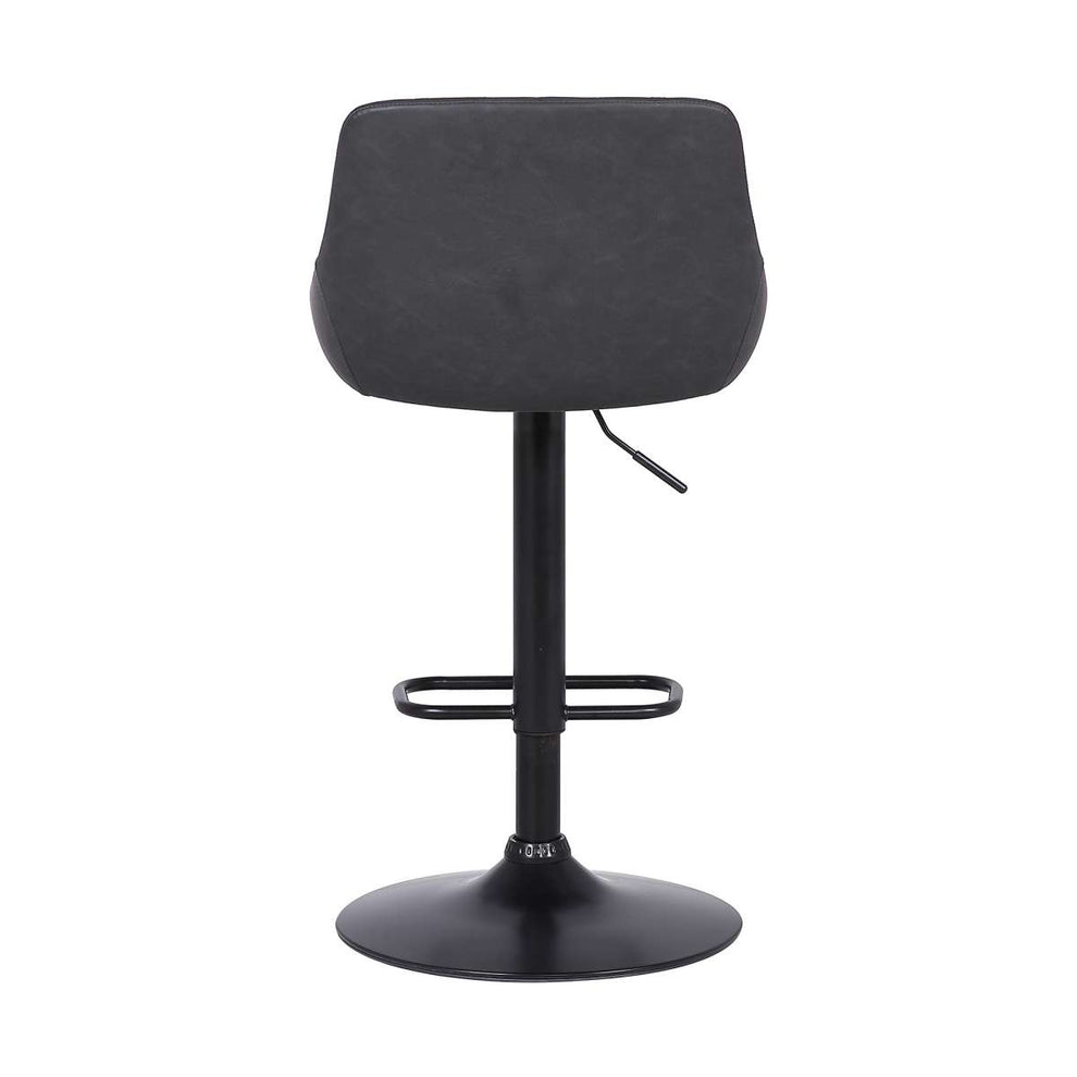 Anibal Adjustable Height Swivel Grey Faux Leather and Black Metal Bar Stool By Armen Living | Bar Stools |  Modishstore  - 5