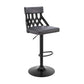 Angelo Adjustable Swivel Grey Faux Leather & Black Wood Bar Stool with Black Base By Armen Living | Bar Stools |  Modishstore  - 8