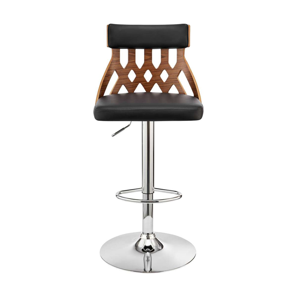 Angelo Adjustable Swivel Grey Faux Leather & Black Wood Bar Stool with Black Base By Armen Living | Bar Stools |  Modishstore  - 15