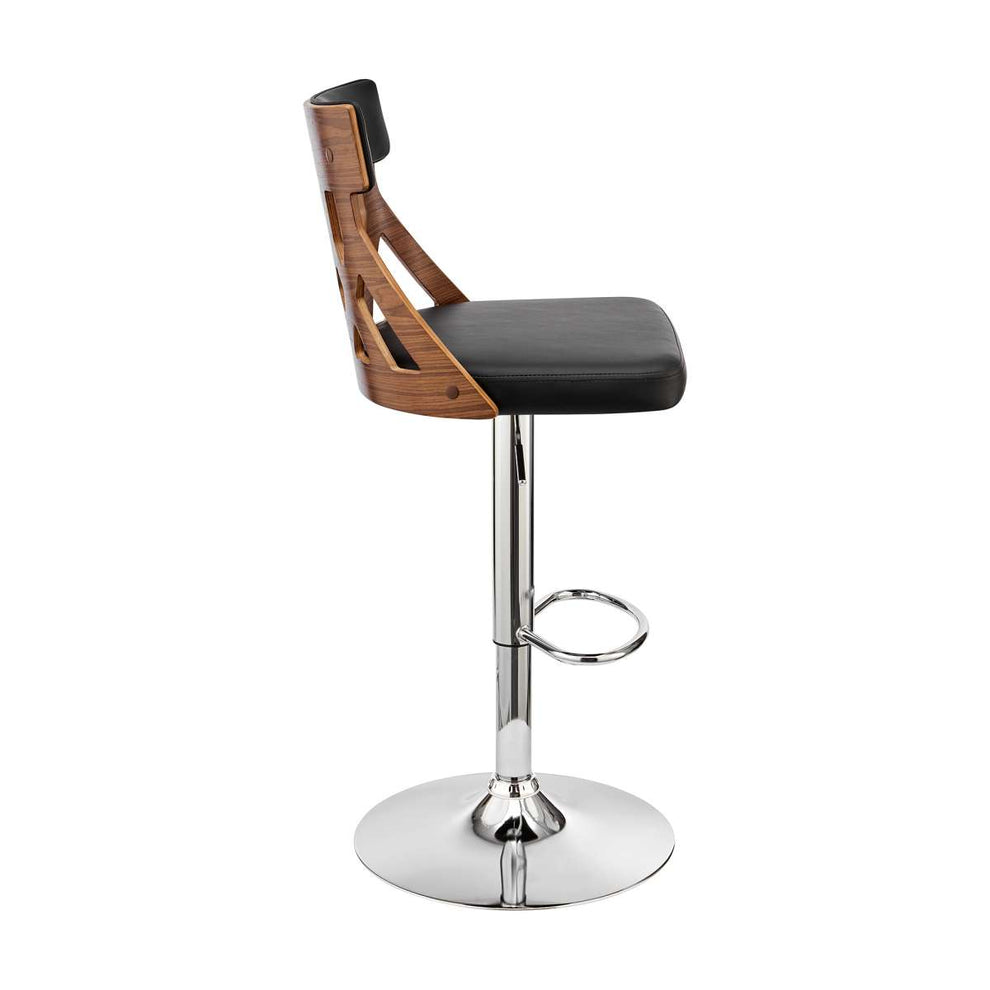 Angelo Adjustable Swivel Grey Faux Leather & Black Wood Bar Stool with Black Base By Armen Living | Bar Stools |  Modishstore  - 16