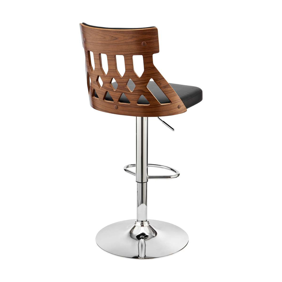 Angelo Adjustable Swivel Grey Faux Leather & Black Wood Bar Stool with Black Base By Armen Living | Bar Stools |  Modishstore  - 17