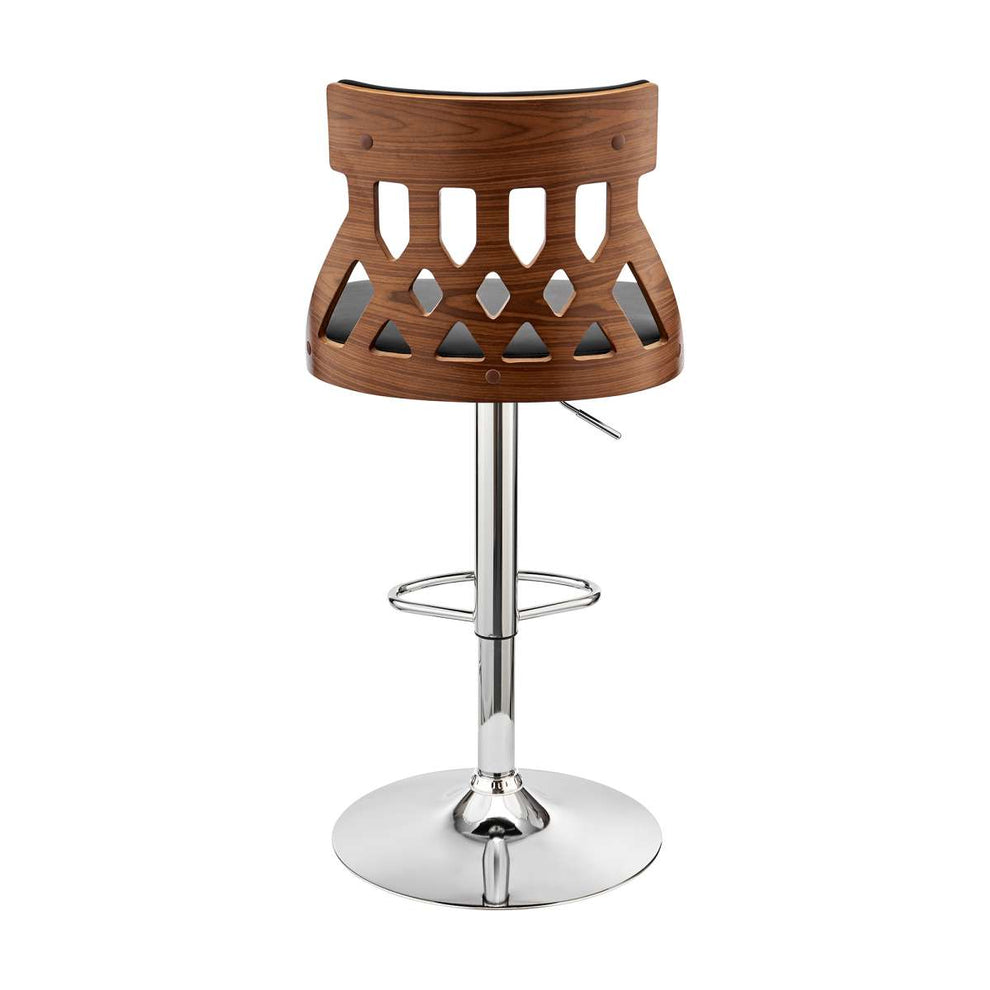 Angelo Adjustable Swivel Grey Faux Leather & Black Wood Bar Stool with Black Base By Armen Living | Bar Stools |  Modishstore  - 18