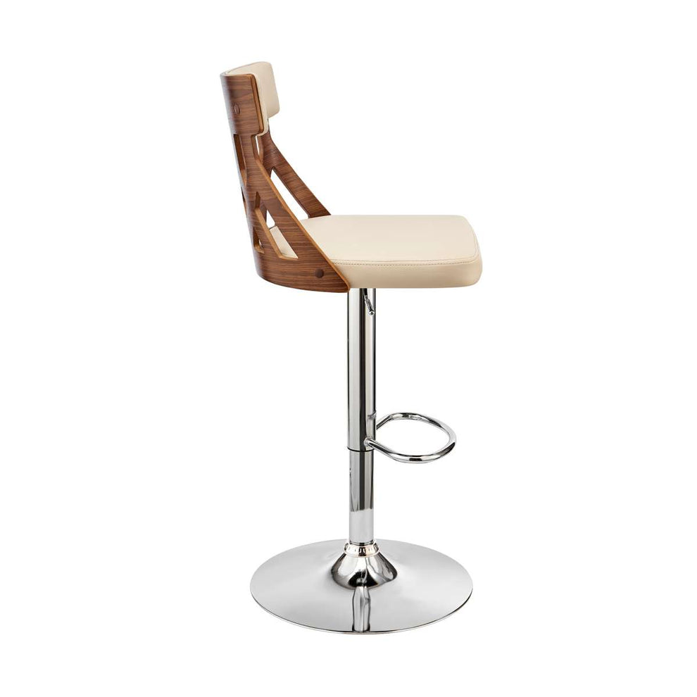 Angelo Adjustable Swivel Grey Faux Leather & Black Wood Bar Stool with Black Base By Armen Living | Bar Stools |  Modishstore  - 21