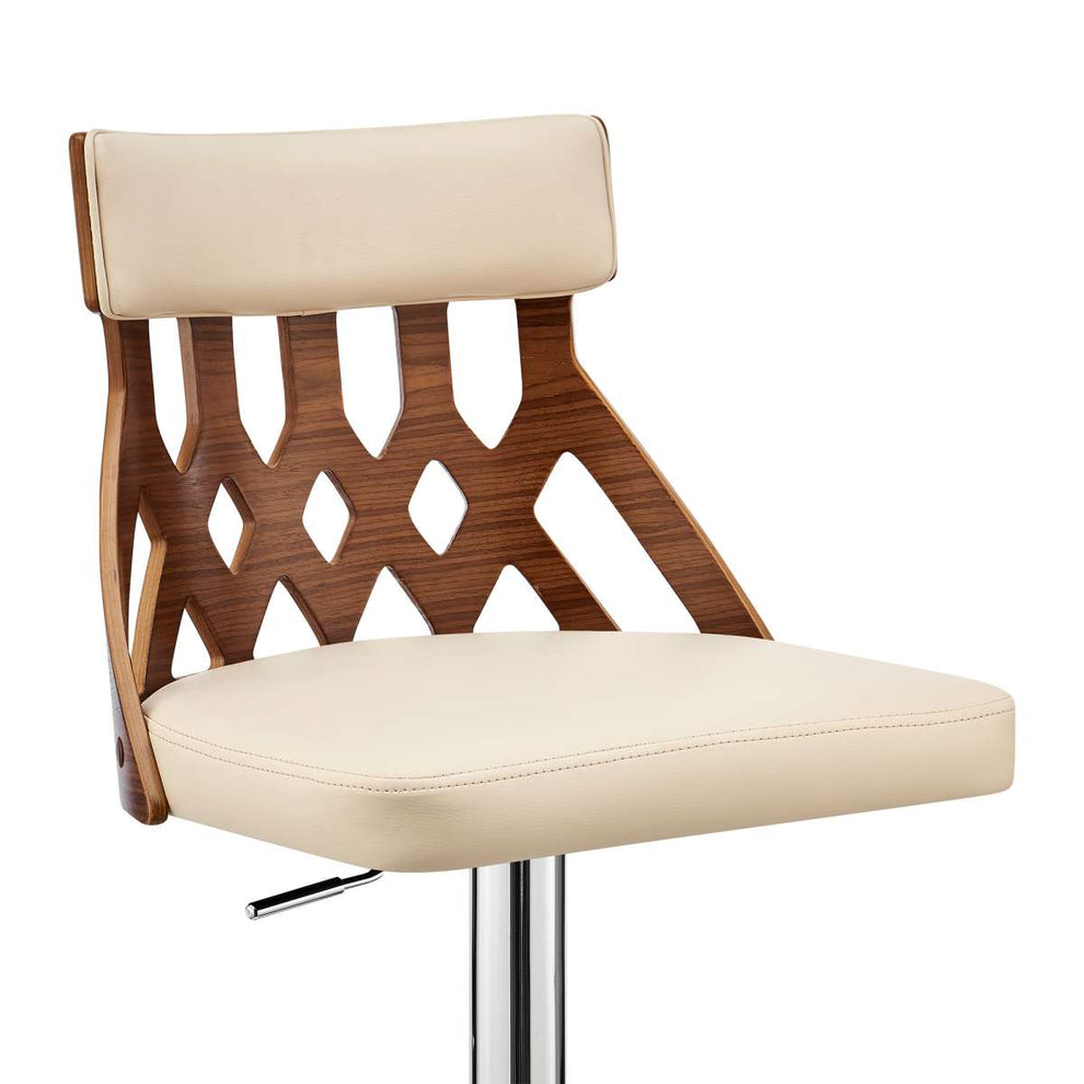 Angelo Adjustable Swivel Grey Faux Leather & Black Wood Bar Stool with Black Base By Armen Living | Bar Stools |  Modishstore  - 24