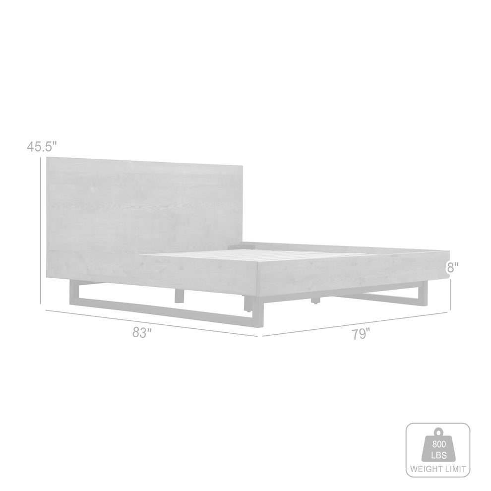 Aldo King Size Brown Oak Wood Platform Bed Frame with Black Metal Legs By Armen Living | Beds | Modishstore - 10