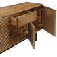 Aldo Brown Oak Sideboard Buffet Cabinet in Brown Oak Wood with Black Metal Legs By Armen Living | Sideboards | Modishstore - 5