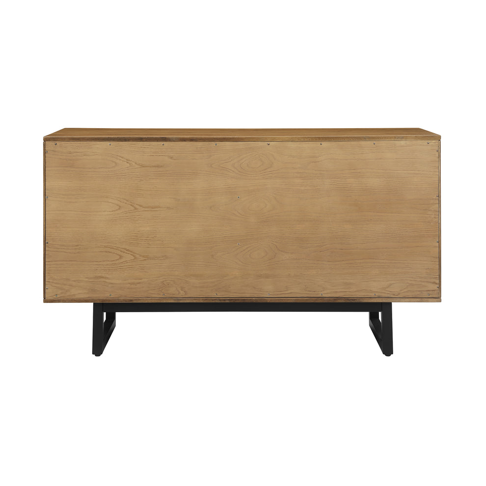 Aldo 4 Drawer Dresser in Brown Oak Wood with Black Metal Legs By Armen Living | Dressers | Modishstore - 5