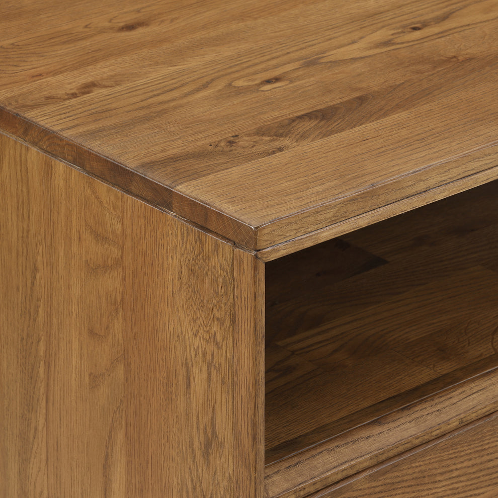 Aldo 4 Drawer Dresser in Brown Oak Wood with Black Metal Legs By Armen Living | Dressers | Modishstore - 11