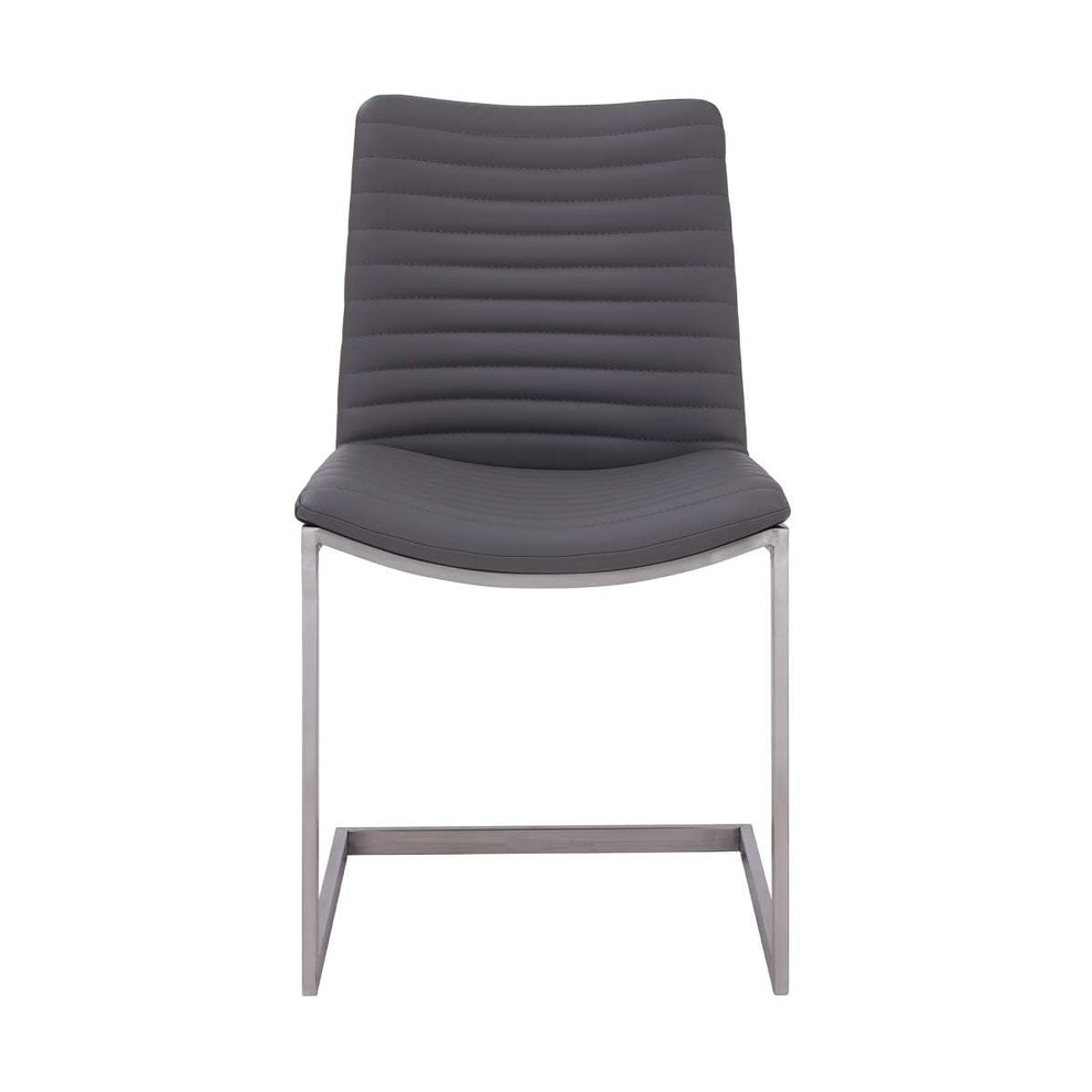 April Contemporary Dining Chair in Brushed Stainless Steel Finish and Gray Faux Leather - Set of 2 By Armen Living | Dining Chairs | Modishstore - 2