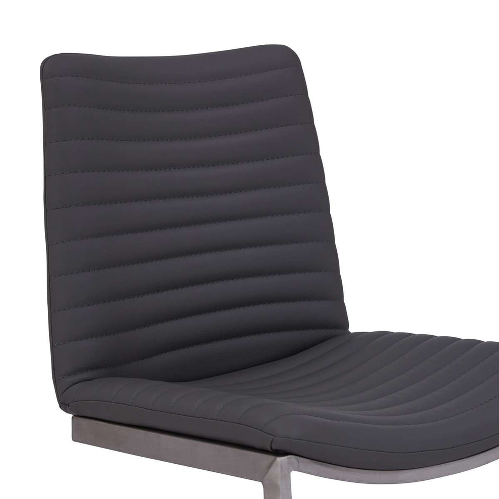 April Contemporary Dining Chair in Brushed Stainless Steel Finish and Gray Faux Leather - Set of 2 By Armen Living | Dining Chairs | Modishstore - 3