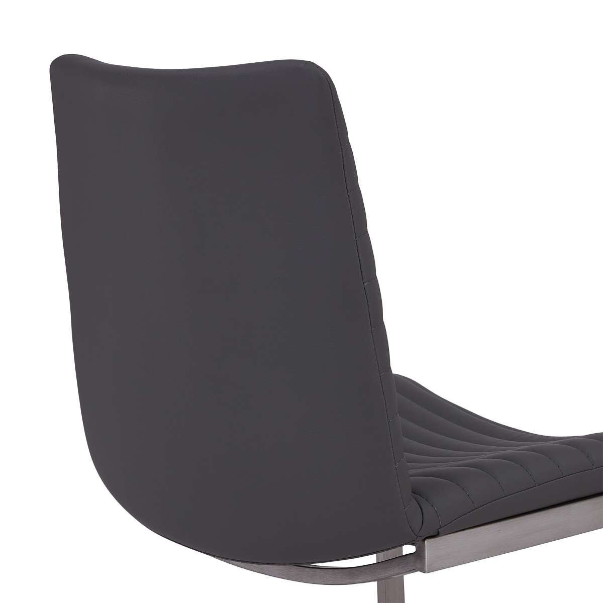 April Contemporary Dining Chair in Brushed Stainless Steel Finish and Gray Faux Leather - Set of 2 By Armen Living | Dining Chairs | Modishstore - 4