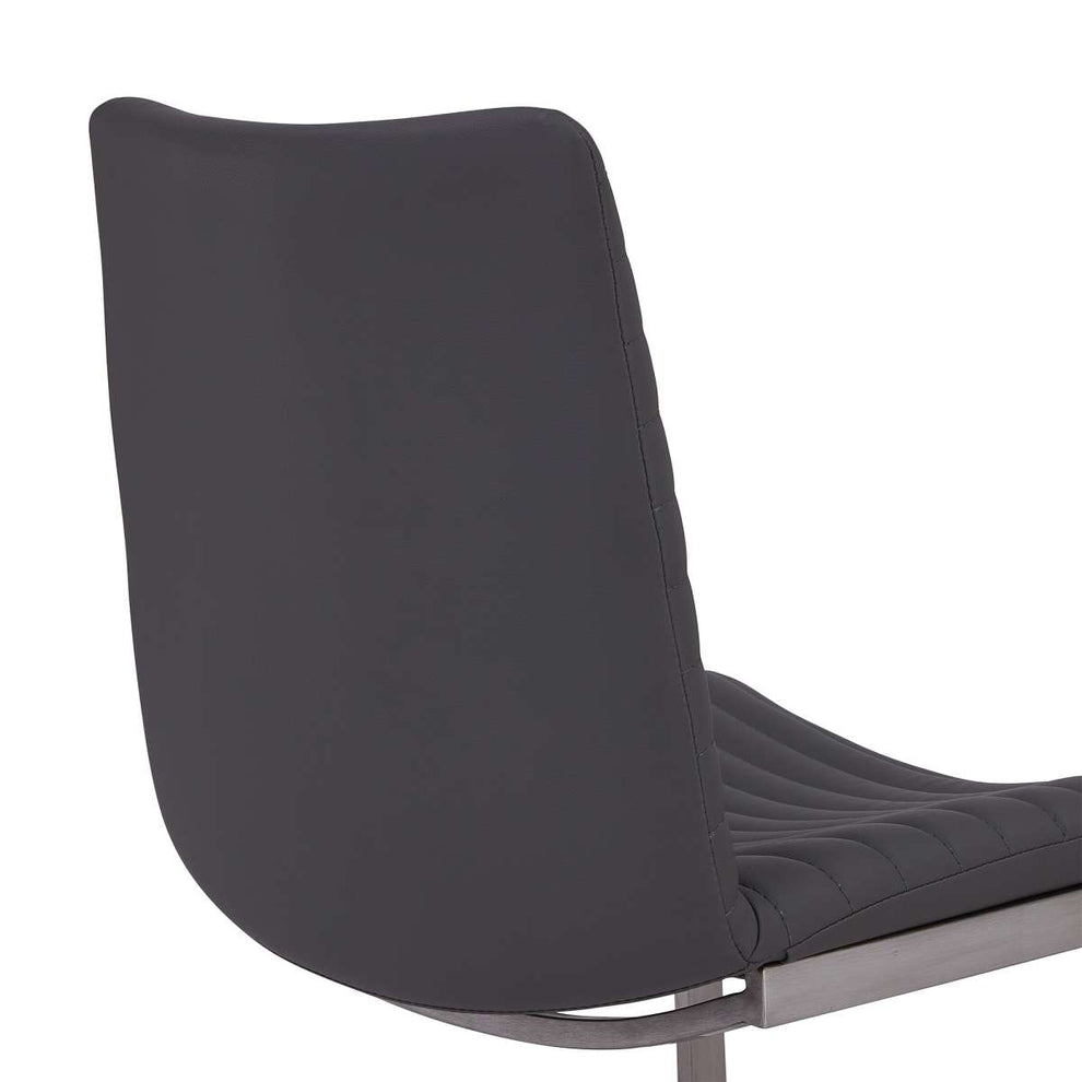 April Contemporary Dining Chair in Brushed Stainless Steel Finish and Gray Faux Leather - Set of 2 By Armen Living | Dining Chairs | Modishstore - 4