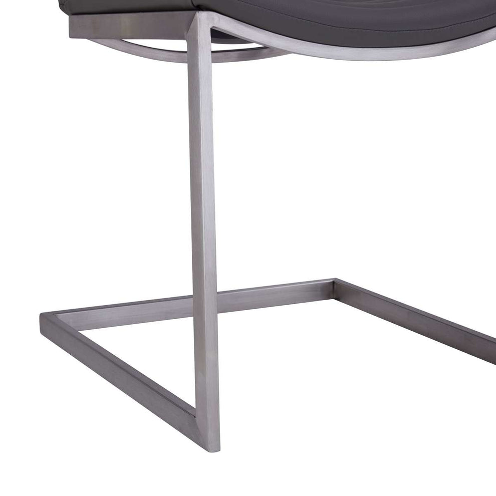 April Contemporary Dining Chair in Brushed Stainless Steel Finish and Gray Faux Leather - Set of 2 By Armen Living | Dining Chairs | Modishstore - 5