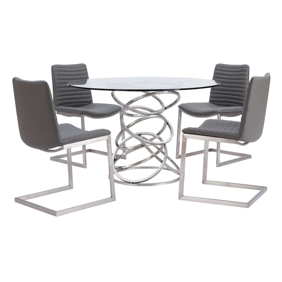 April Contemporary Dining Chair in Brushed Stainless Steel Finish and Gray Faux Leather - Set of 2 By Armen Living | Dining Chairs | Modishstore - 7