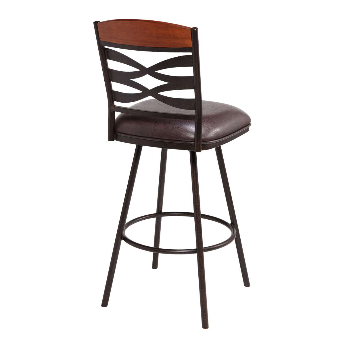 Arden Contemporary 30" Bar Height Barstool in Auburn Bay Finish with Brown Faux Leather and Sedona Wood Finish Back By Armen Living | Bar Stools |  Modishstore  - 3
